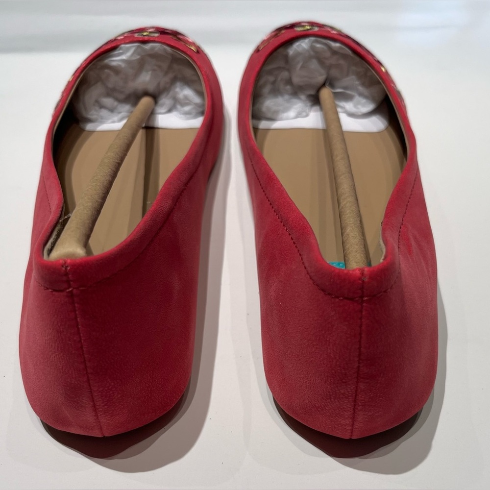 NWT Microsuede Floral Embroidered Ballet Flats - Picture 4 of 6